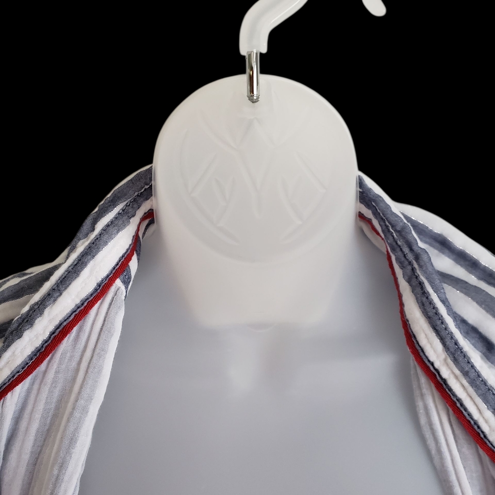 St. John's Bay Blue and White Striped Button Down Shirt - Picture 4 of 7